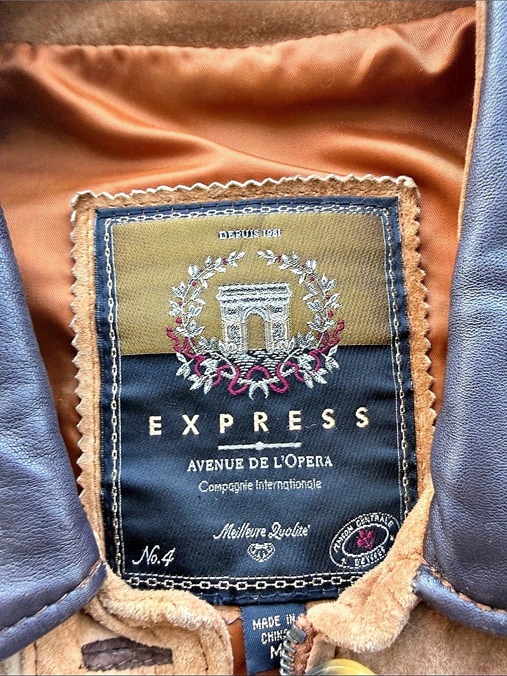 Vintage Express Patchwork Suede Leather Cow Print Coat Y2K Western Boho Size Med - Picture 3 of 11